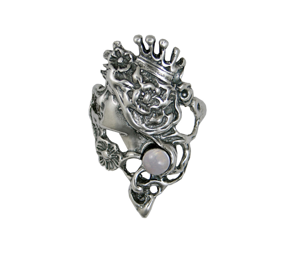 Sterling Silver Fairy Queen Ring With Rainbow Moonstone Size 10 Sterling Silver Fairy Queen Ring With Rainbow Moonstone Size 10